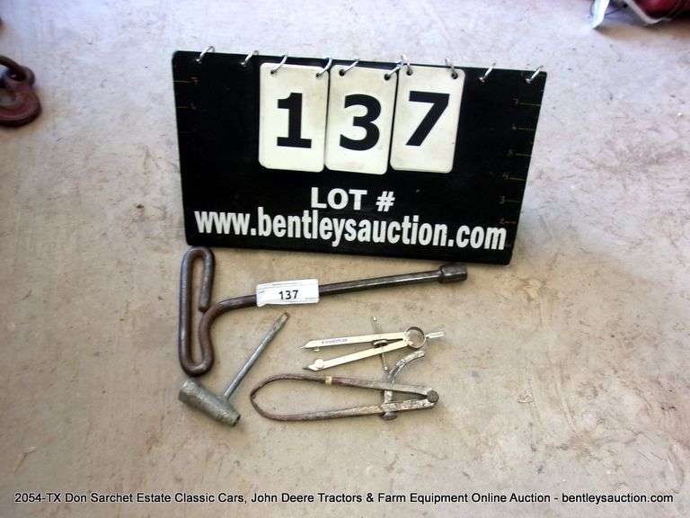 LOT (2) COMPASS CIRCLE TOOLS, SHOPMADE WRENCH & SMALL ENGINE SPARK