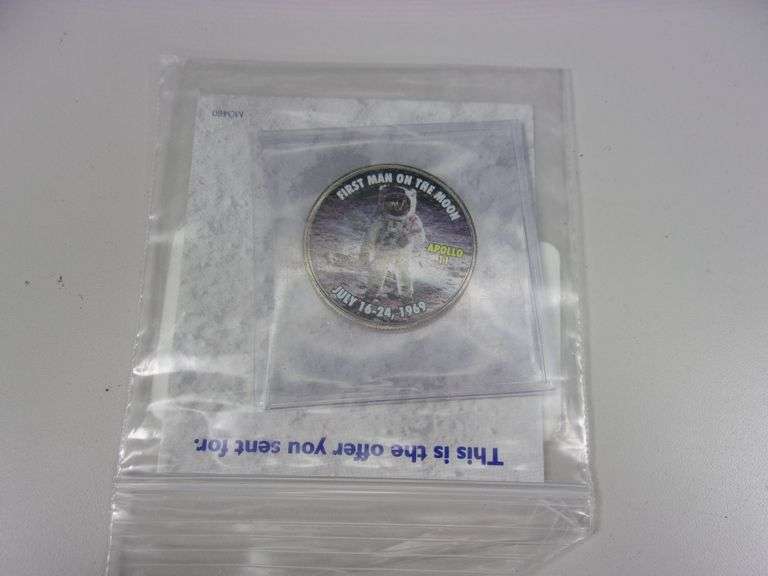 2015 GOLD-PLATED & COLORIZED MOON LANDING APOLLO 11 KENNEDY HALF DOLLAR ...