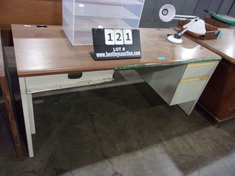 METAL FRAMED WOOD TOP DESK W/ (2) DRAWERS Bentley & Associates, LLC