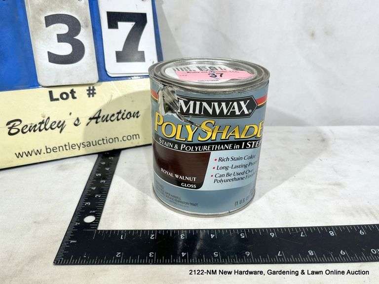 CAN MINWAX POLYSHADE STAIN & POLYURETHANE ROYAL WALNUT GLOSS 1 QT