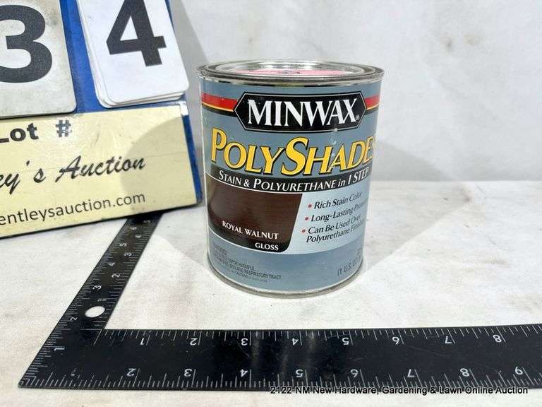 CAN MINWAX POLYSHADE STAIN & POLYURETHANE ROYAL WALNUT GLOSS 1 QT