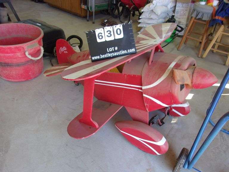 "PITTS PEDAL" RED / WHITE WOODEN PEDAL PLANE Bentley & Associates, LLC