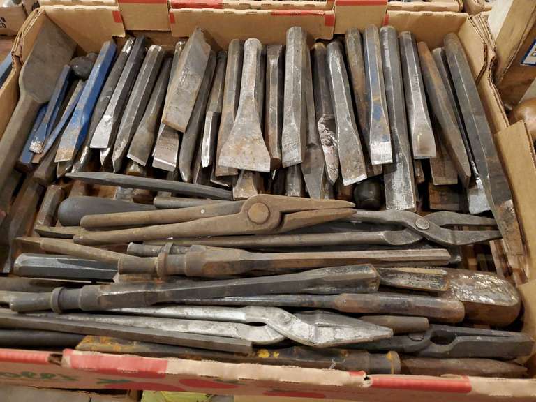 Large box of chisels, tools BidAssets Online Auctions