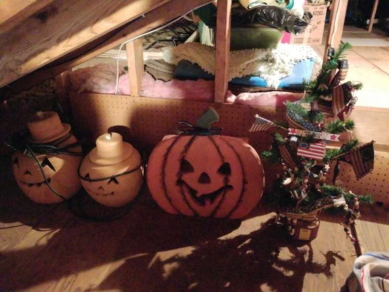 3 Pumpkins And Table Top Christmas Tree In Garage Attic Bid Assets 3-pumpkins-and-table-top-christmas-tree-in-garage-attic-bid-assets