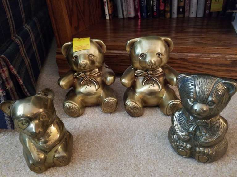 Bear (2) PM Craftsman heavy brass Bears, plus 2 others BidAssets