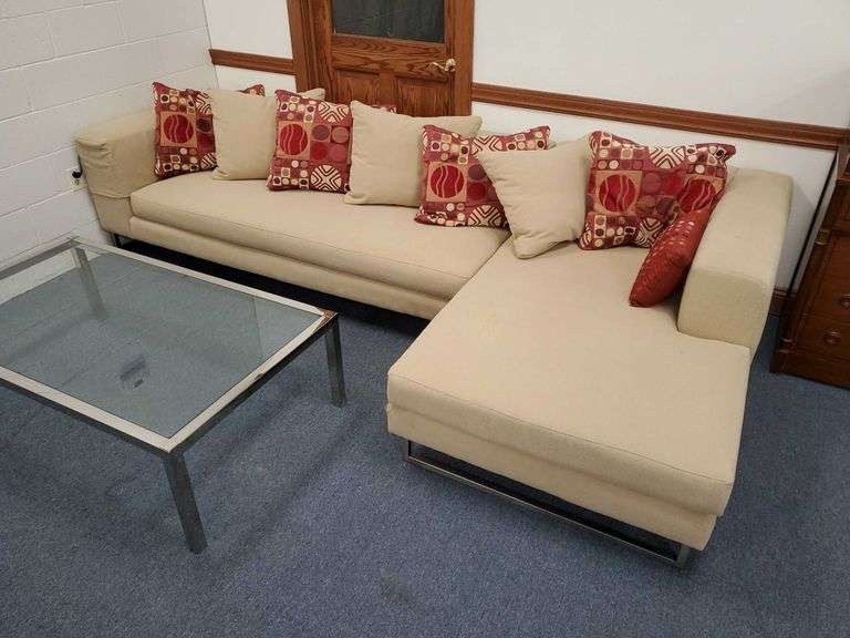 Arhaus Danish Modern (2)pc cream colored Sectional sofa 126x66. Sofa