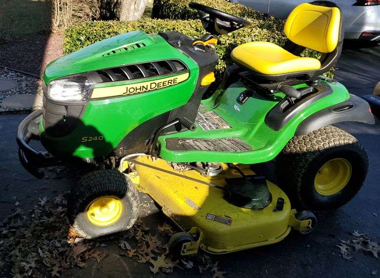 John Deere S240 riding mower with ACCEL48DEEP mowing deck. Purchased