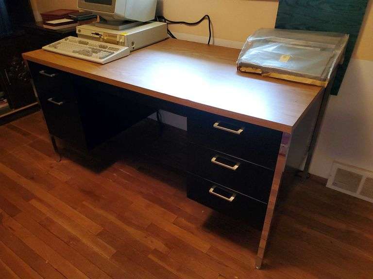 30x60 formica top metal office desk w/ full suspension file drawer