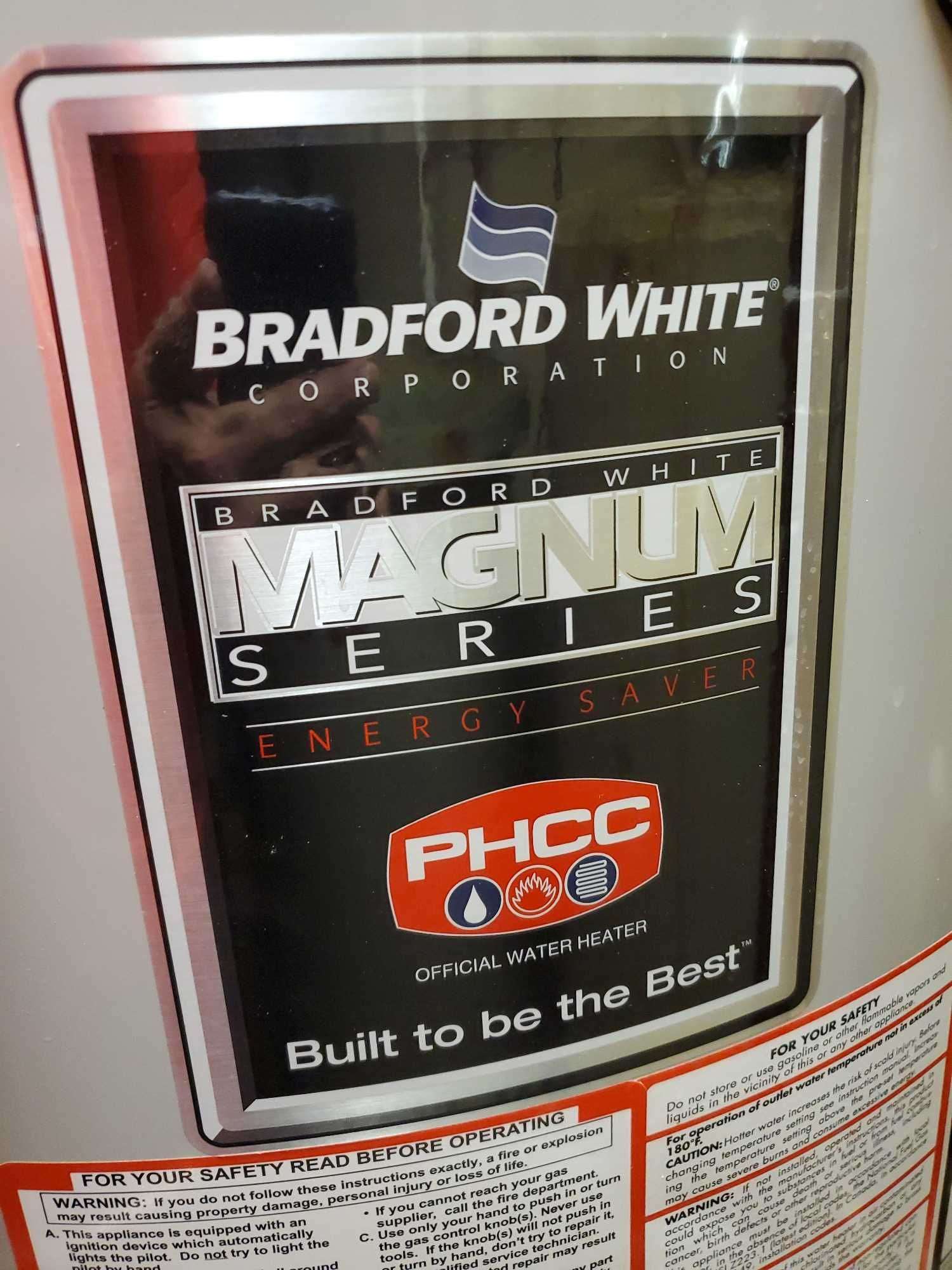 Newer Bradford White Magnum series 100 gallon natural gas water heater.  Less than 1 year old. Must remove last day of pickup! - Bid-Assets Online  Auctions