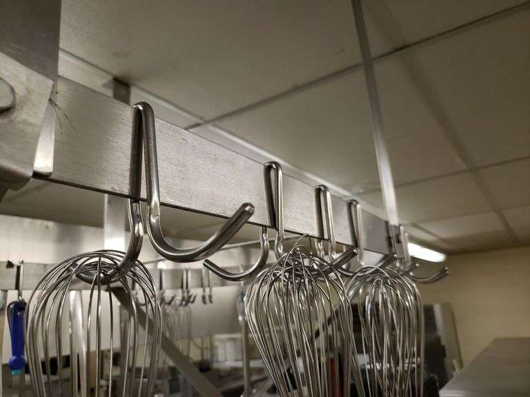 Stainless steel 48-in ceiling mount pot / accessory rack includes all ...