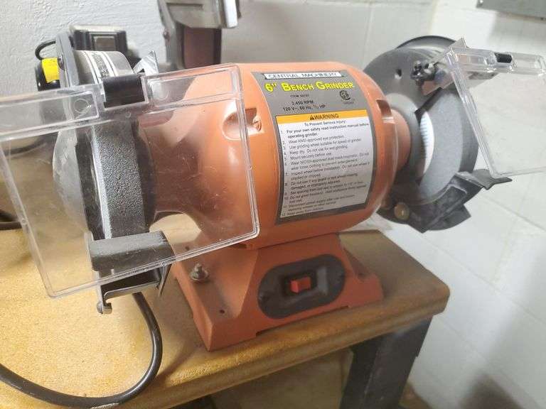 Central machinery 6 inch bench grinder, double arbor, 3450 RPM 120 volt