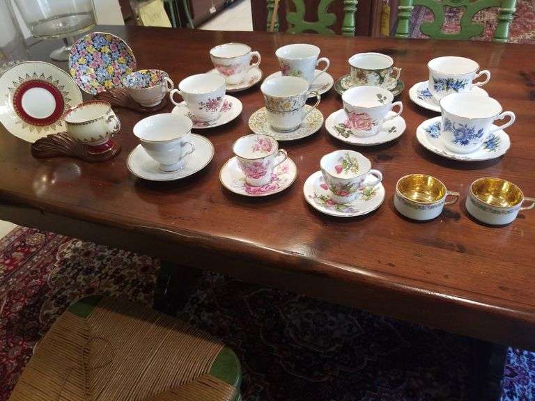 Entire collection of full size and demitasse fine porcelain cup and