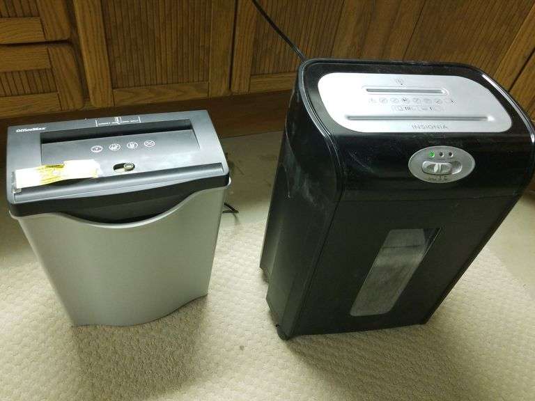 Insignia and OfficeMax light duty paper shredders. Both work great