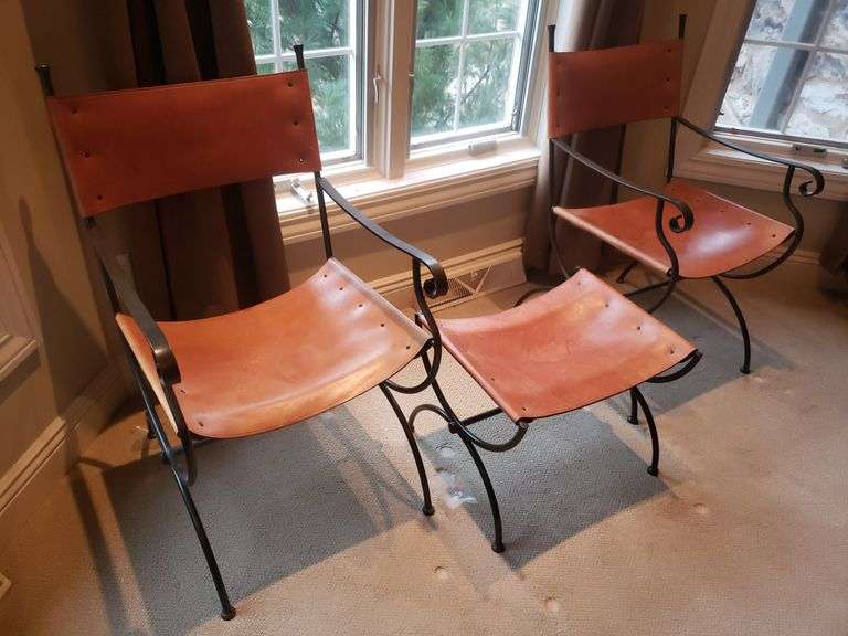 Beautiful threepiece set iron framed rawhide seating ensemble Bid