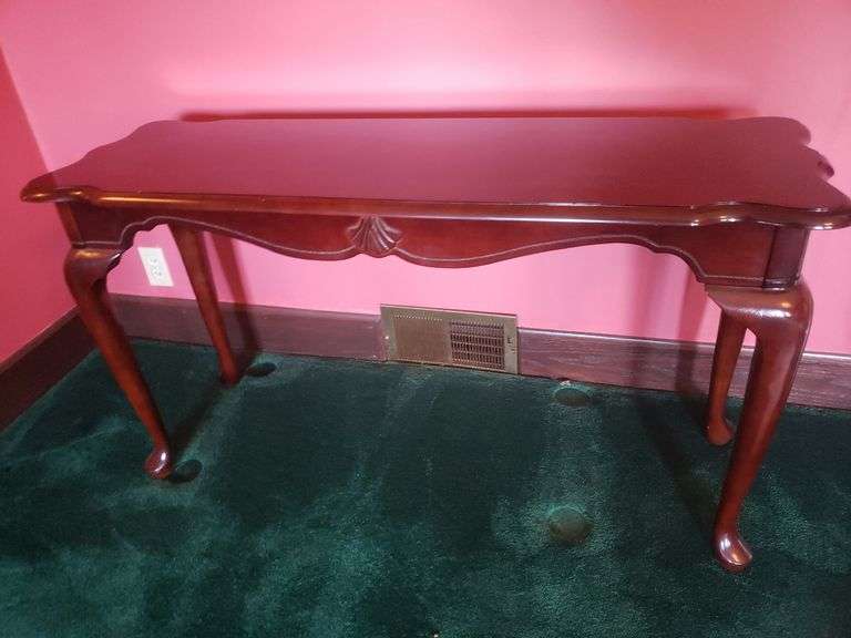 48in x 27h cherry foyer sofa table with Queen Anne legs. Includes