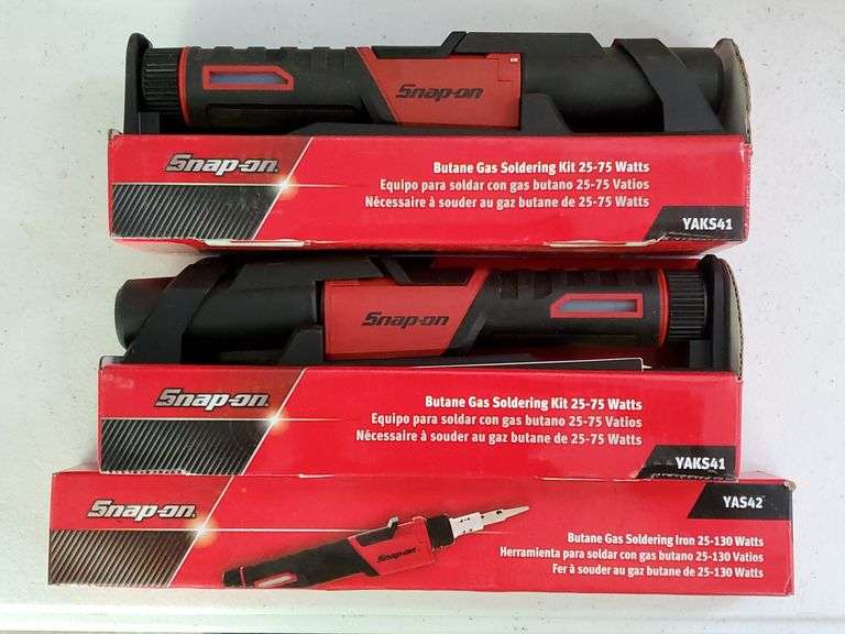 Pair of Snapon butane gas soldering kits, snap on butane gas soldering