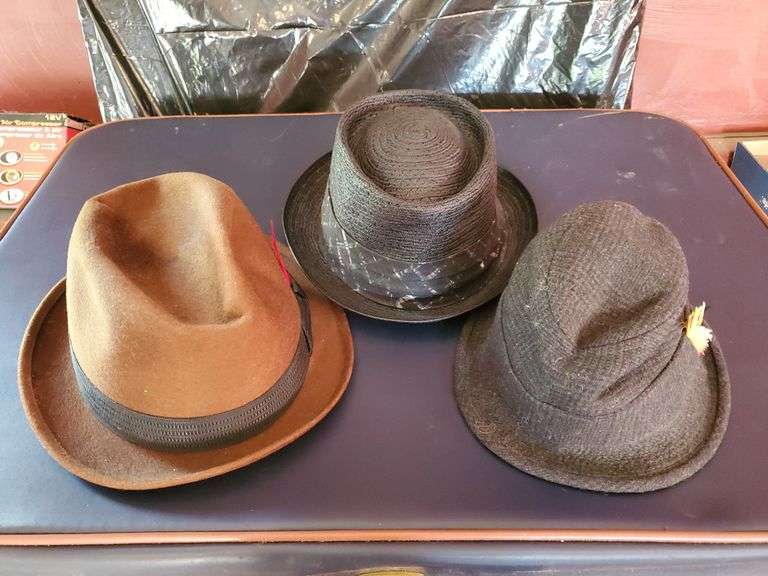 Men's hats. Brown Rialto hat size 7 and 1/2, black hemp Milan size 7