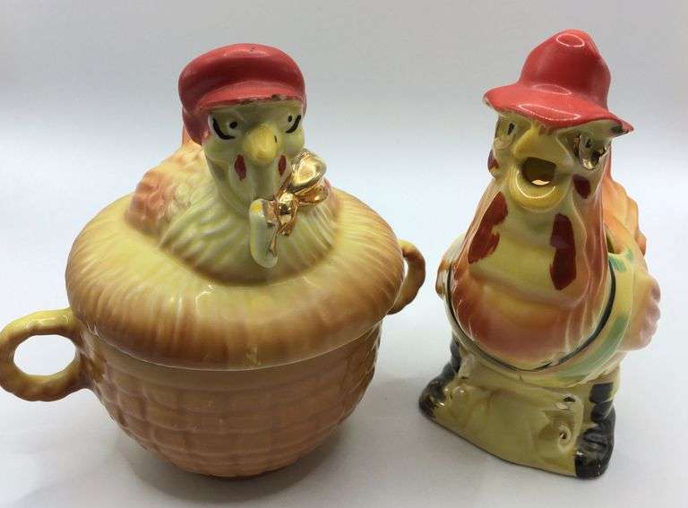 1940s Regal China's Old Macdonald's Farm Rooster Cream and Chicken