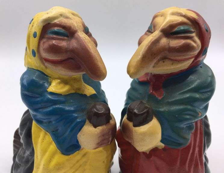 1980s Vintage Kitchen Witch Salt And Pepper Shakers Hand Painted