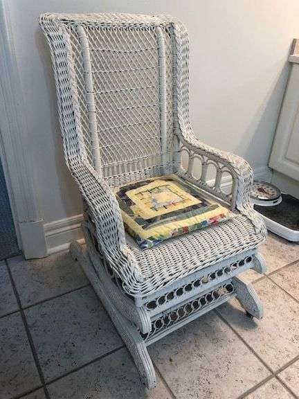 Edwardian platform wicker rocker - Bartlett Auctions Inc.