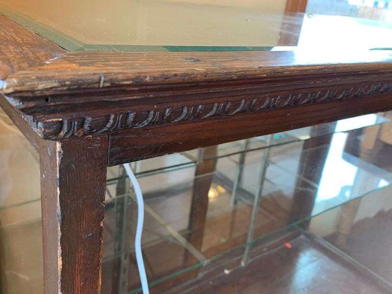 Antique Mirrored Display Case on Casters Bartkus Auctioneers