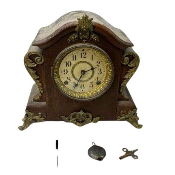 Seth Thomas Ornate Mantel Clock Winding Chiming Bartkus Auctioneers