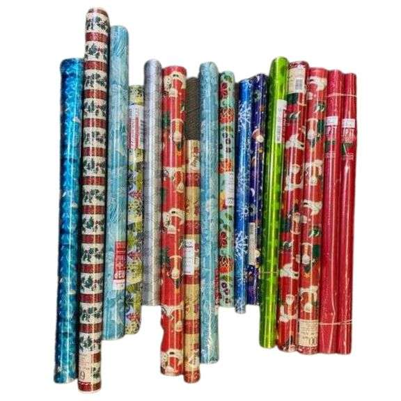 LOT Christmas Wrapping Paper Rolls Sealed Bartkus Auctioneers