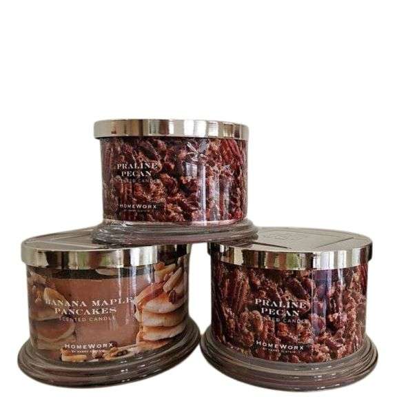 Homeworx New Unburned Candles Banana Maple Pancakes & Praline Pecan Bartkus Auctioneers
