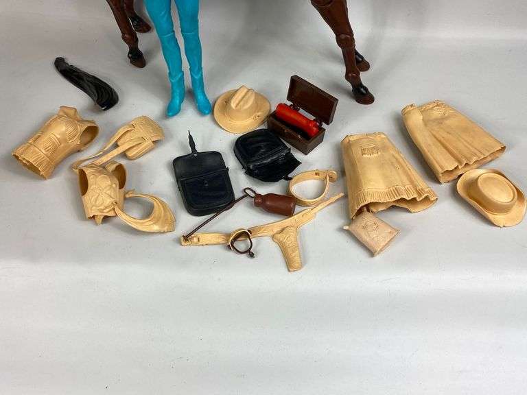 Jane West Doll Marx Toys with Horse Saddle Bags Clothes Hats Bartkus