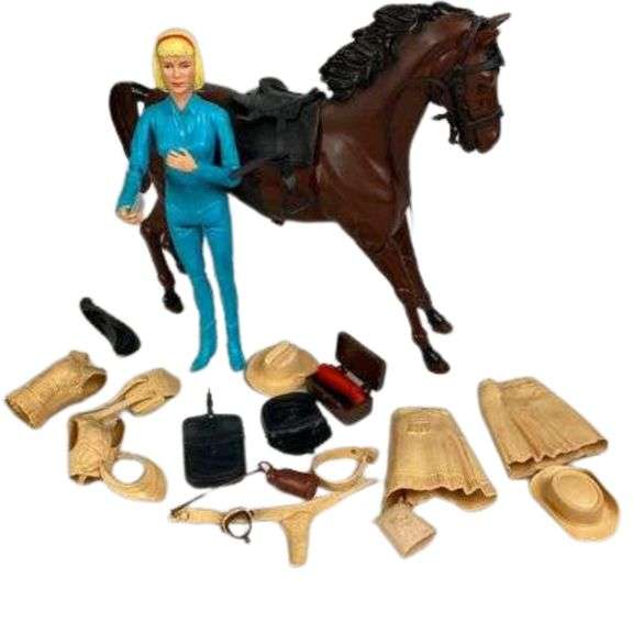 Jane West Doll Marx Toys with Horse Saddle Bags Clothes Hats Bartkus