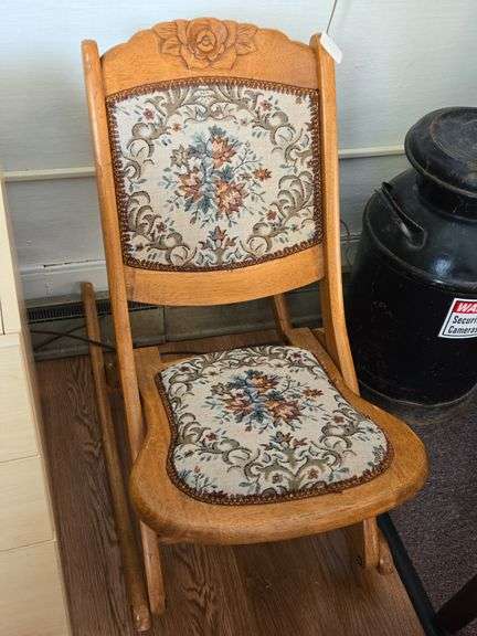 Foldable Victorian Embroidered Rocking Chair - Web Online Auctions