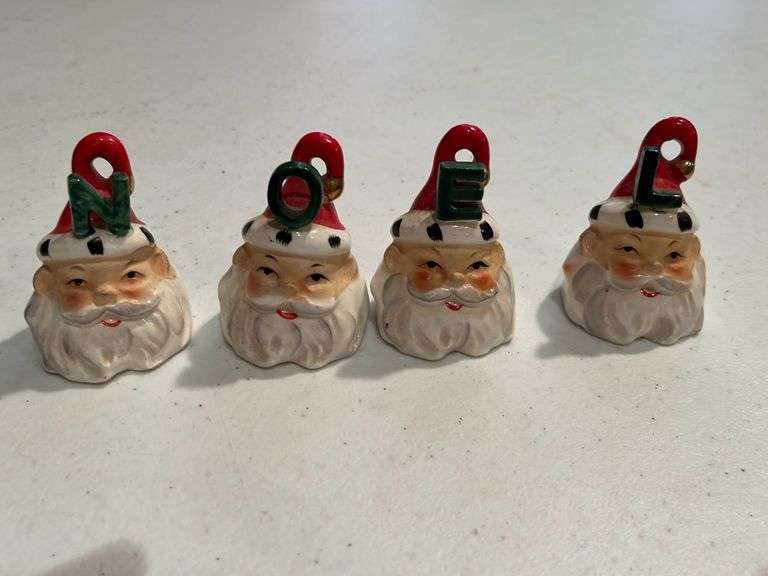 Santa NOEL bells and Santa ornament, drummer boy figurine