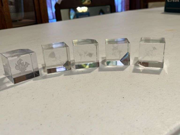 Glass cube paperweights