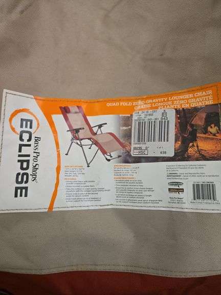 Bass pro shop quad fold zero gravity lounge chair