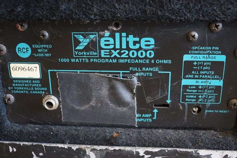 Yorkville Elite EX2000 loud speakers with dual 15" subwoofers and horn