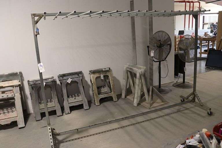 10' custom portable aluminum strut drying rack - Backes Commercial ...