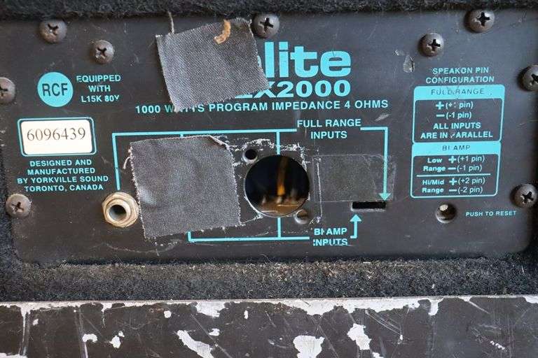 Yorkville Elite EX2000 loud speakers with dual 15" subwoofers and horn