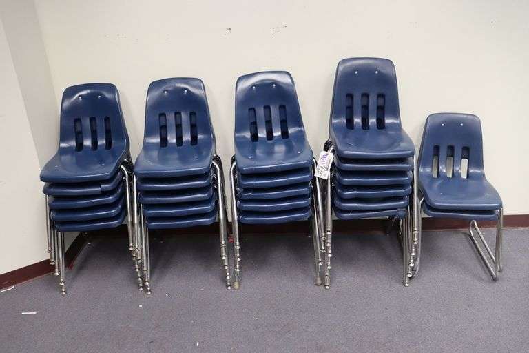 All to go 23 chrome metal framed blue poly student chairs 2 styles