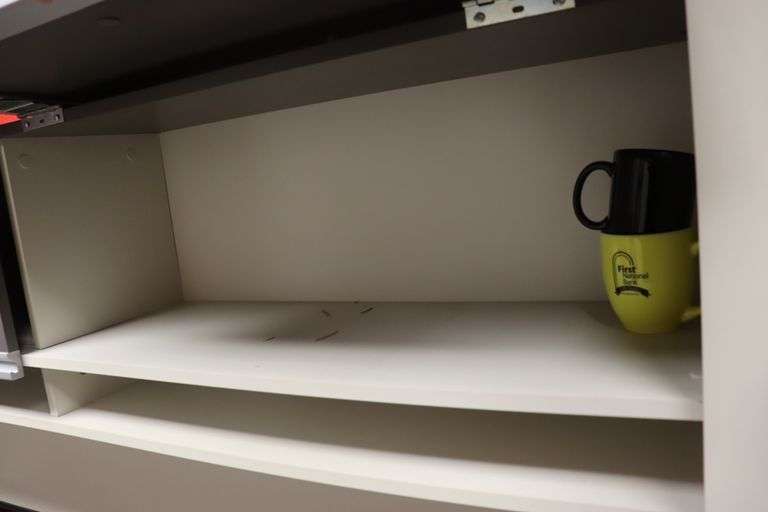 24" x 72" office desk with 72" 2 door over shelf & office chair Nice