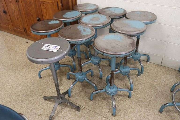 Times 10 26" tall metal swivel seat student stools Backes