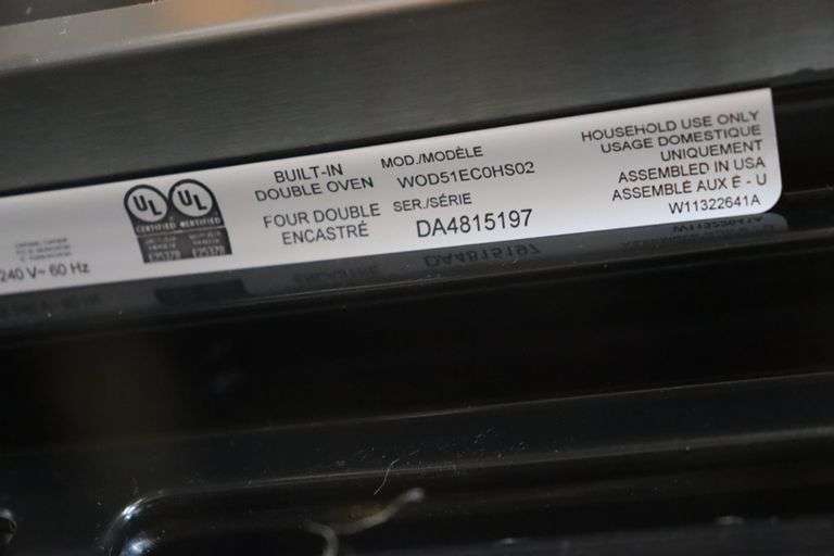 Whirlpool stainless electric double wall oven, WD51ECOHS02 Backes