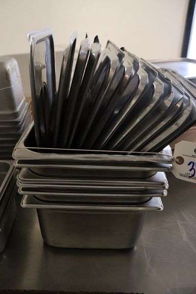Times 6 - 1/2 x 6" stainless inset pans with lids