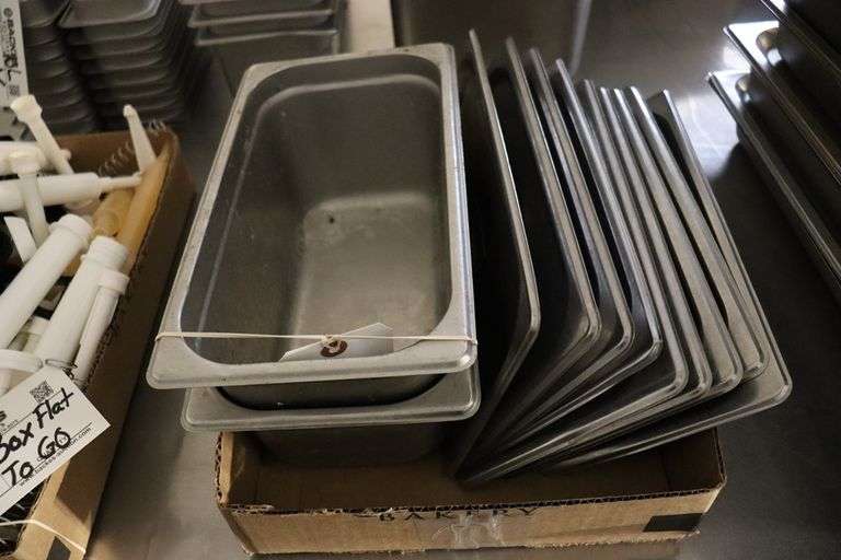 Times 2 - 1/3 x 4" & 1/3 x 6" stainless inset pans with lids