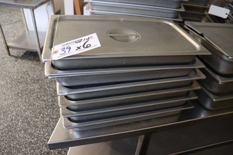 Times 6 - 12" x 20" x 2" stainless inset pans with lids