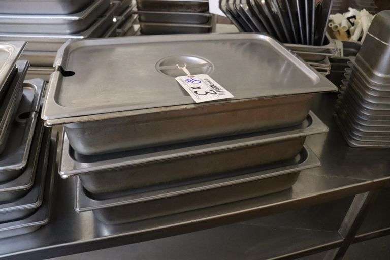 Times 3 - 12" x 20" x 4" stainless inset pans with lids