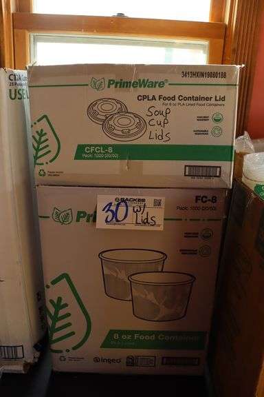 Case of Princeware 8 oz. paper bowls with some lids