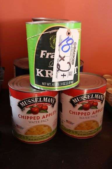 Times 3 - 2) Musselman's 104 oz. chipped apples & 1) Franks 6 lb. 3 oz. kraut