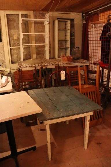 Corner to go - Wood cabinet, tables, bricks, & more - located in basement - barber chair not included