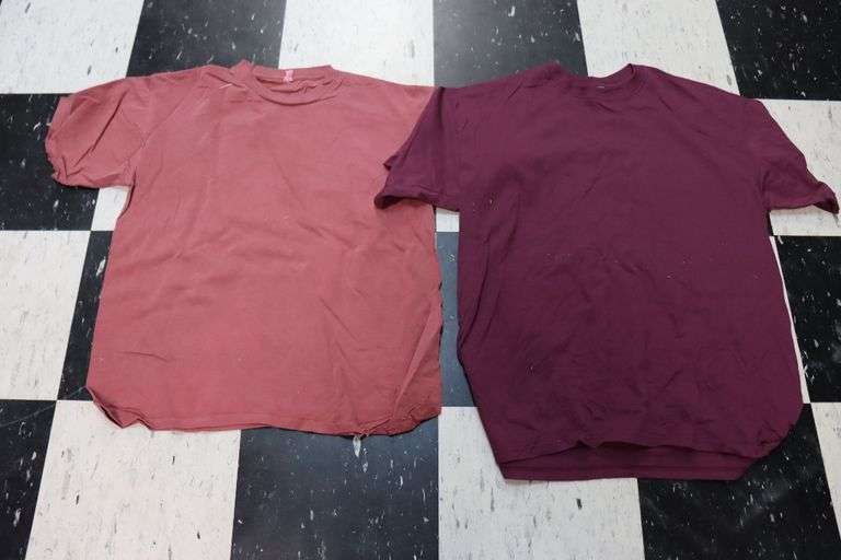 2 boxes to go - crimson t shirts - 72)Large &maroon 26)Med, 34)Large