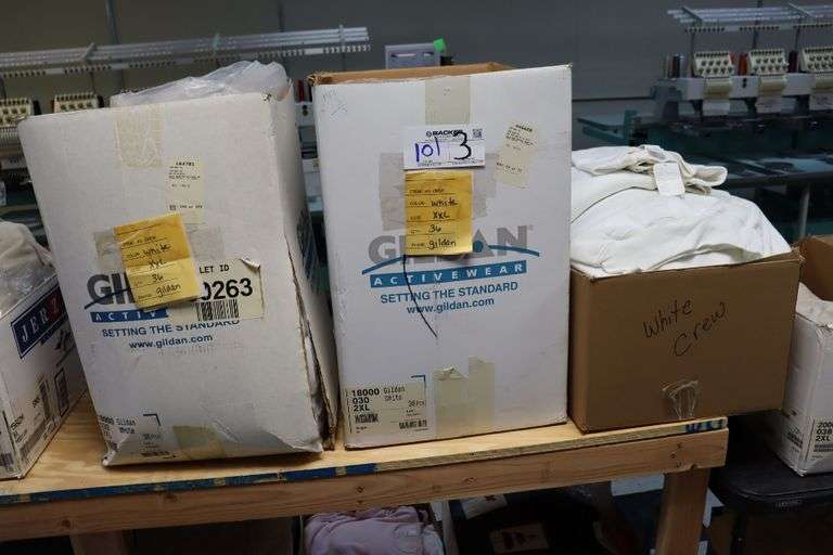 3 boxes to go - Gilden white crewnecks - 26)Small, 72)2XL